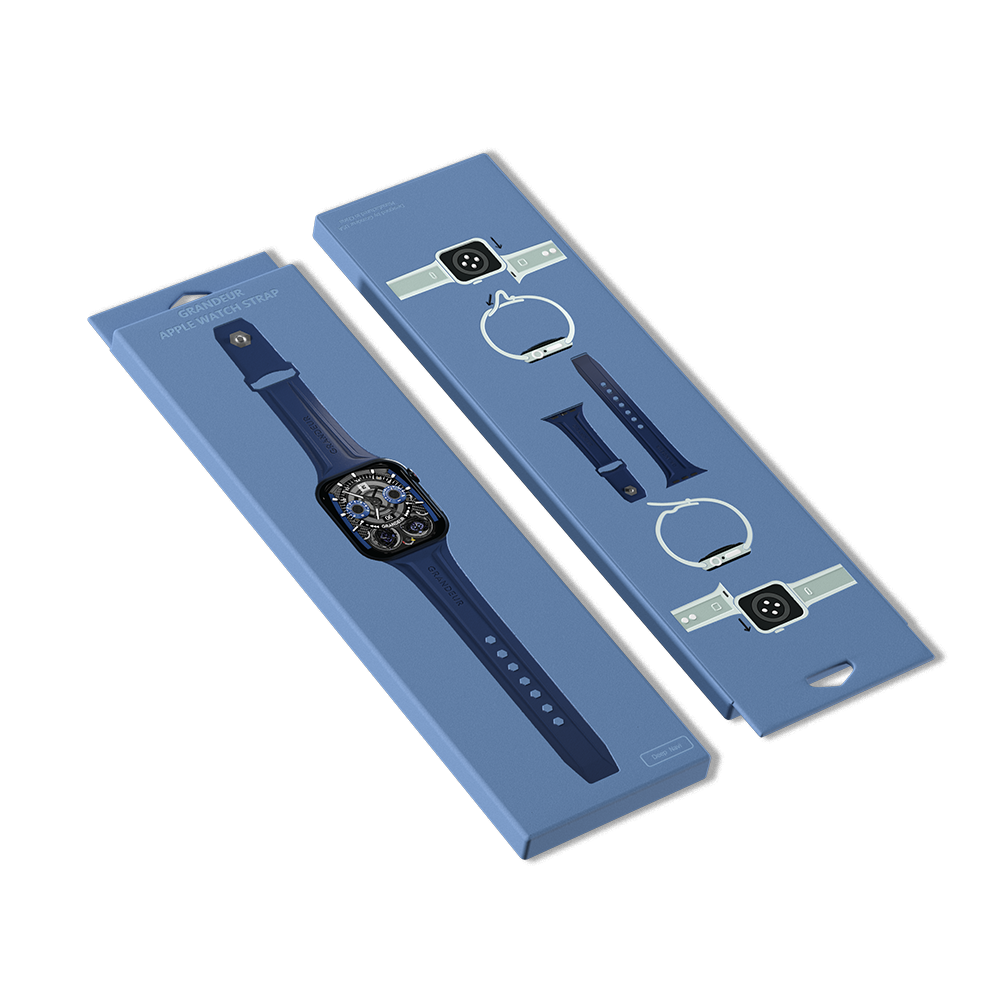 Carbon Fiber Apple Watch Case - Deep Navy Strap