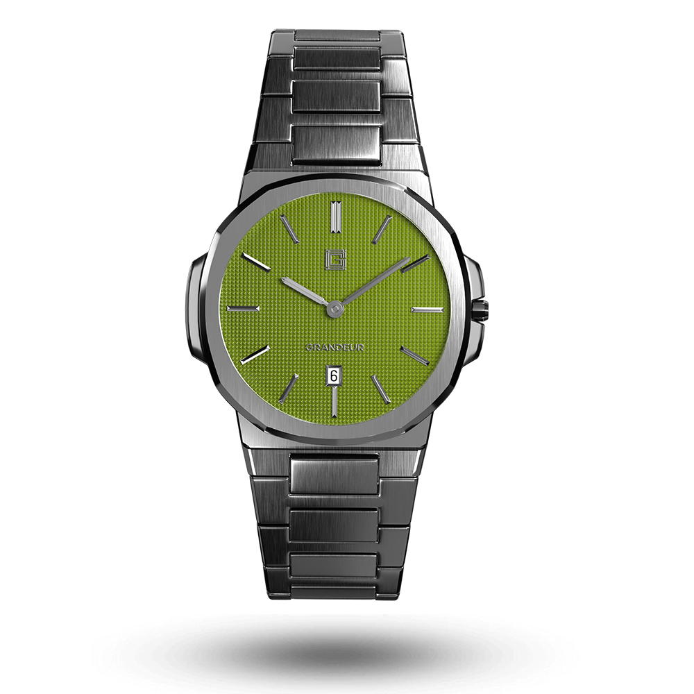 Grandeur Ultra Thin Stain Steel Green 40 MM Quartz Men
