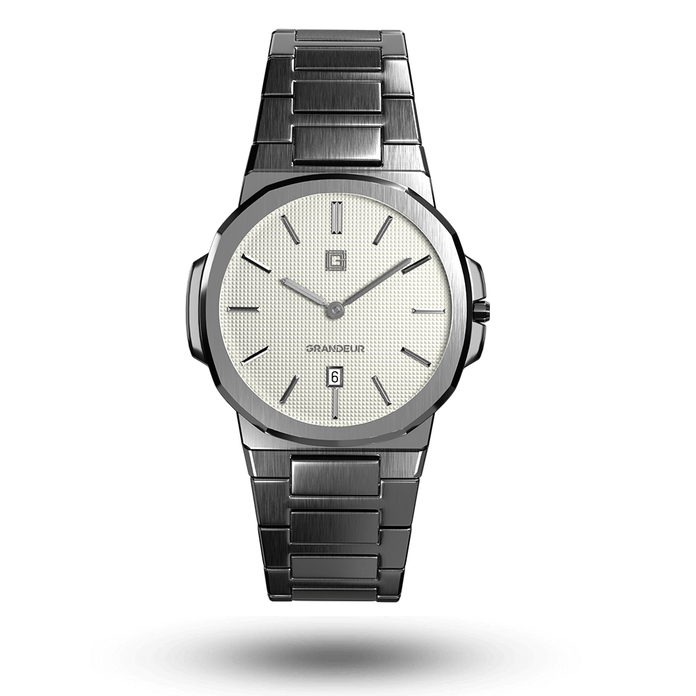 Grandeur Ultra Thin Stain Steel White 40 MM Quartz Men