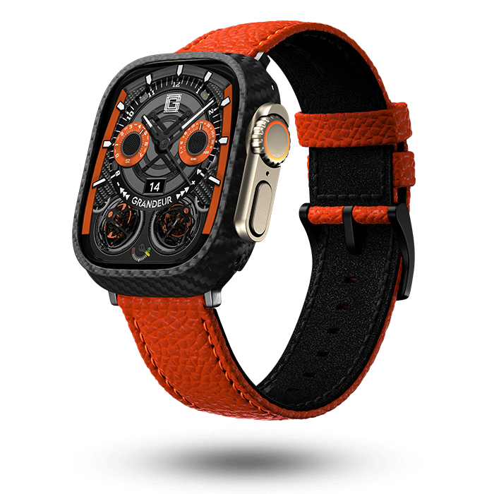Togo Leather Apple Watch Strap - mandarin orange