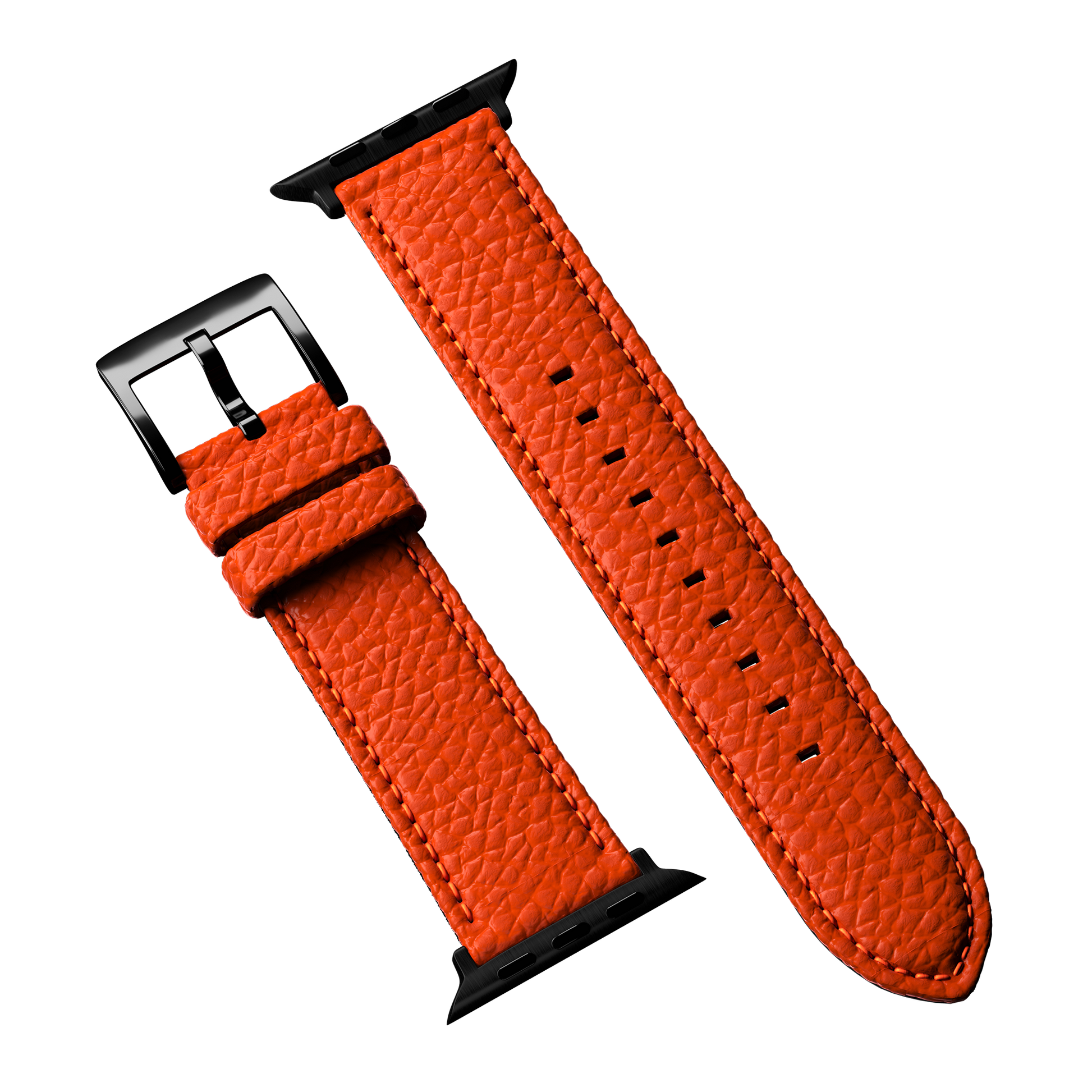 Togo Leather Apple Watch Strap - mandarin orange