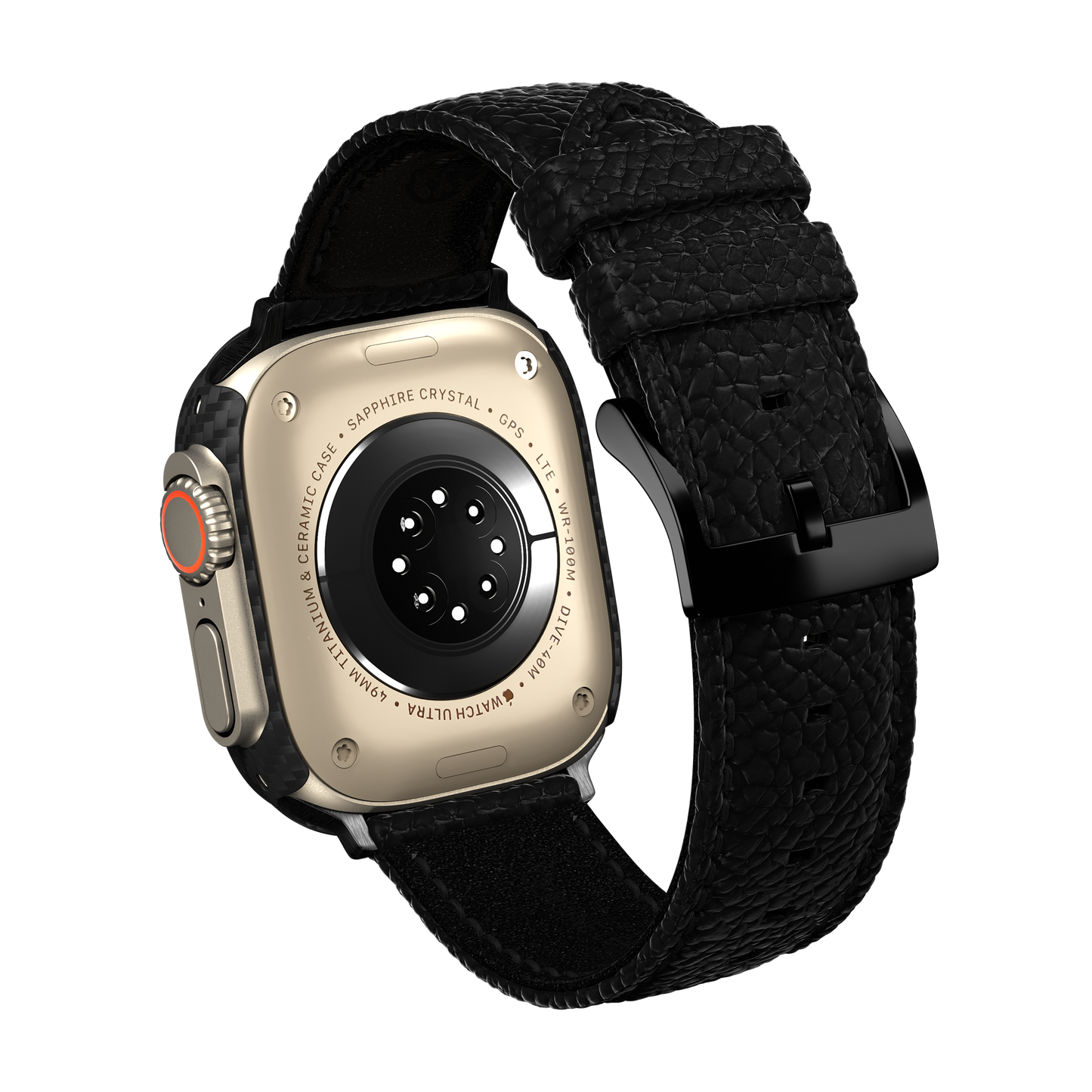 Togo Leather Apple Watch Strap - oynx black