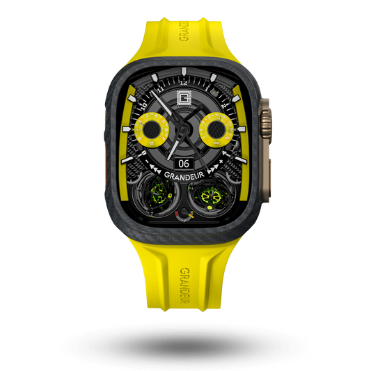 Carbon Fiber Apple Watch Case - Bright Yellow Strap