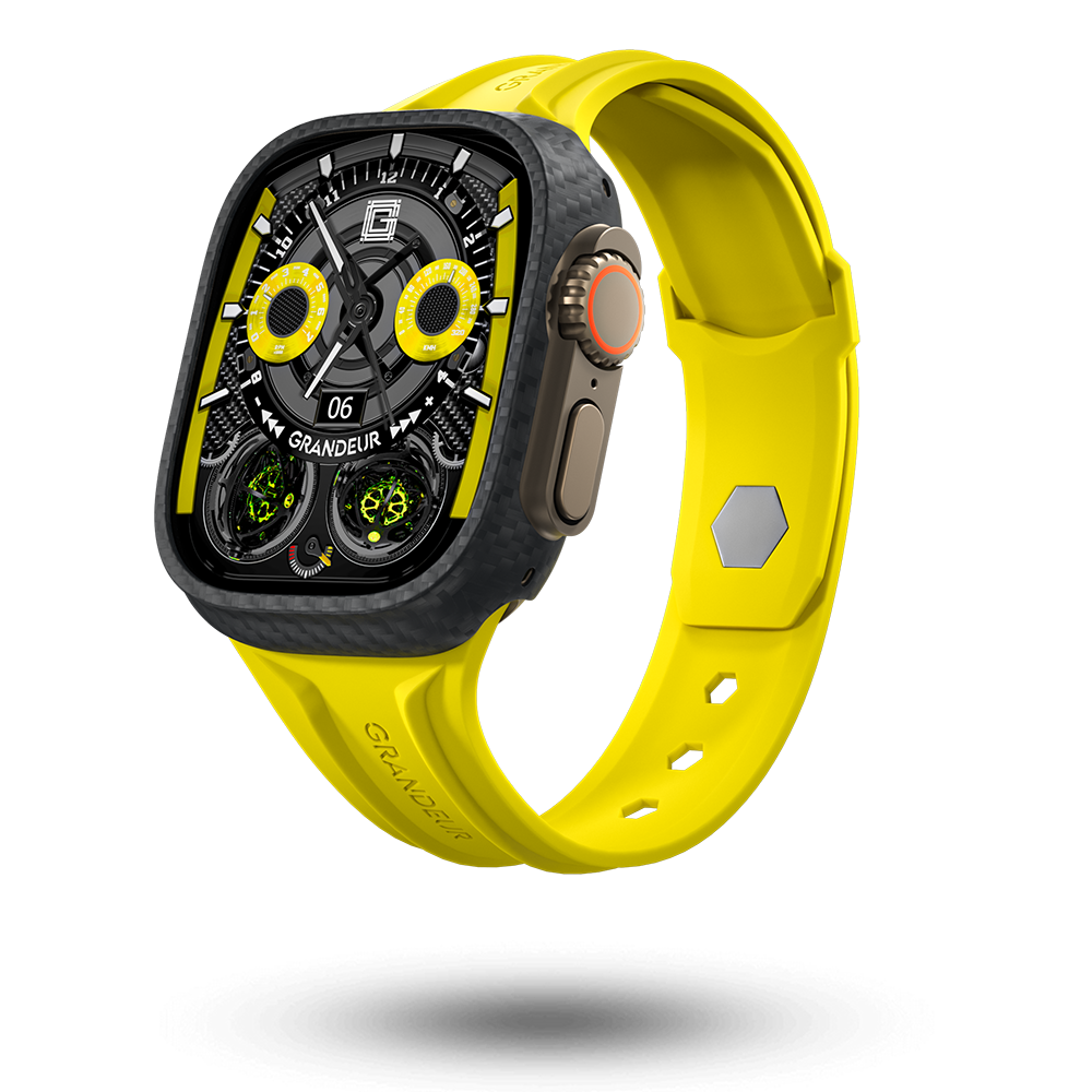 Carbon Fiber Apple Watch Case - Bright Yellow Strap
