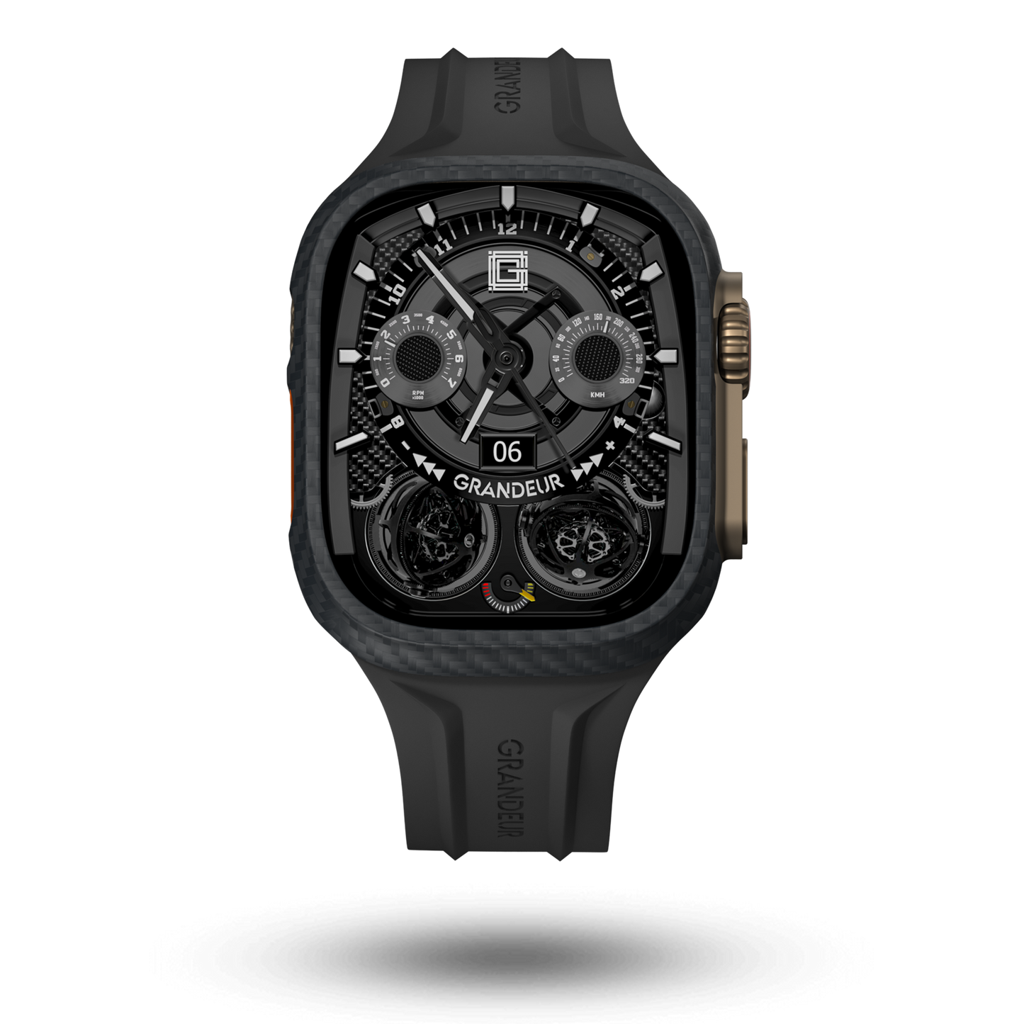 Carbon Fiber Apple Watch Case - Charcoal Black Strap
