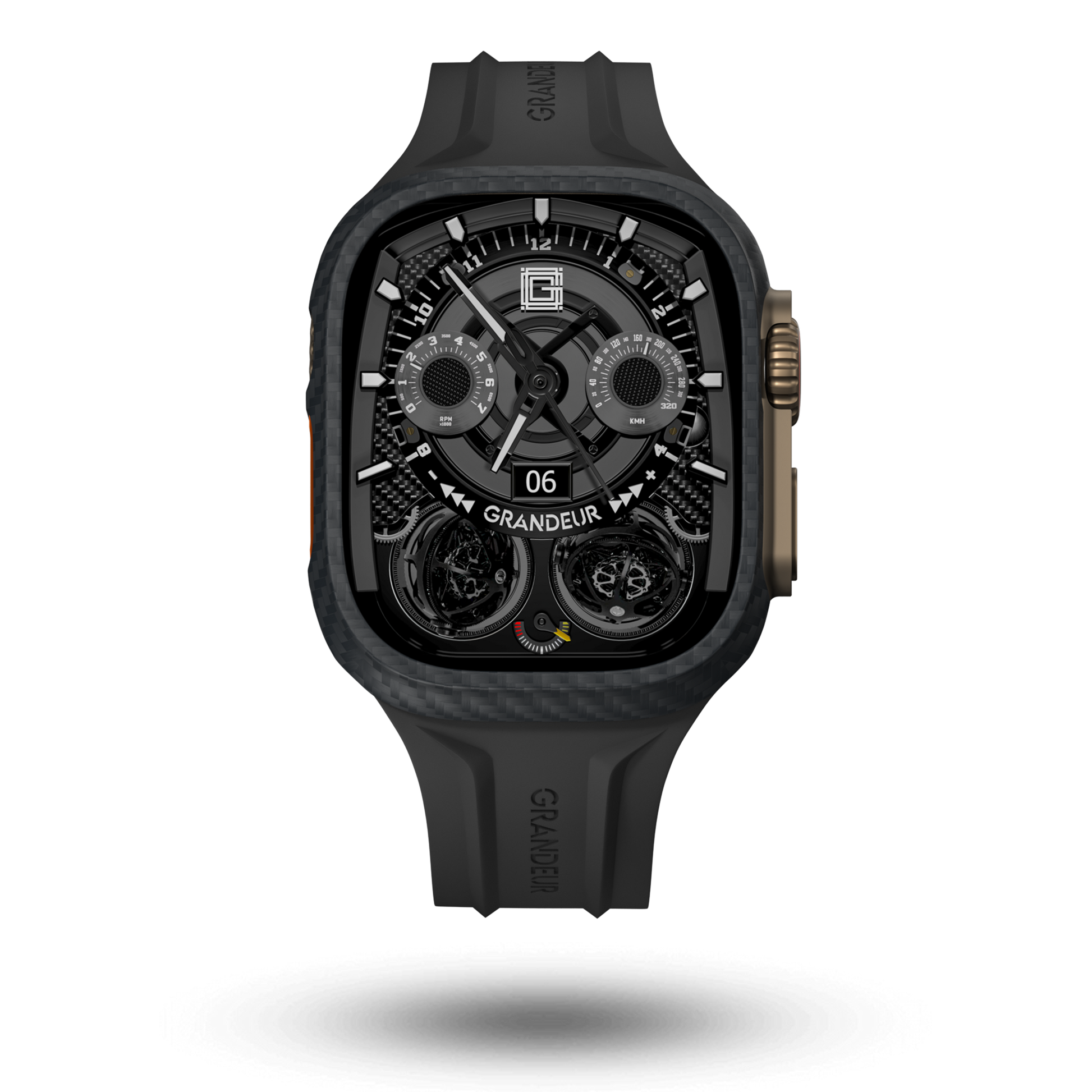 Carbon Fiber Apple Watch Case - Charcoal Black Strap