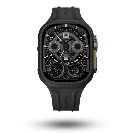 Carbon Fiber Apple Watch Case - Charcoal Black Strap