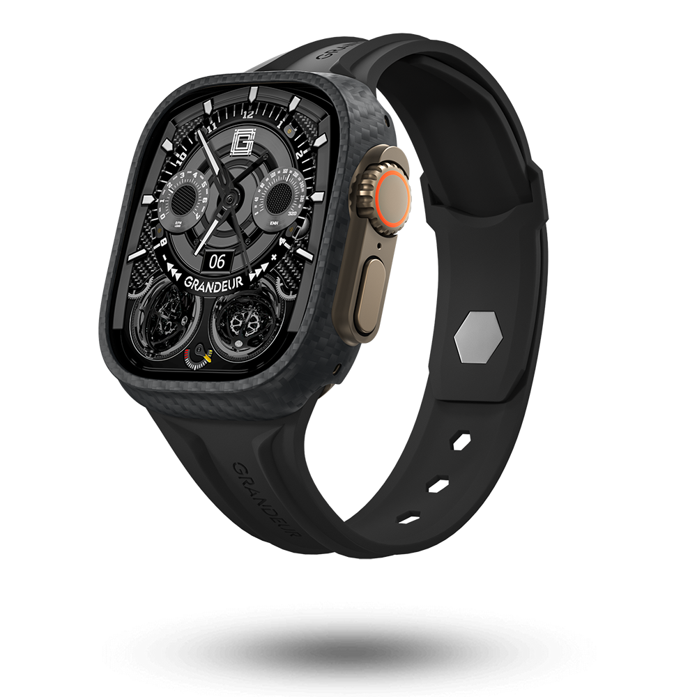 Carbon Fiber Apple Watch Case - Charcoal Black Strap