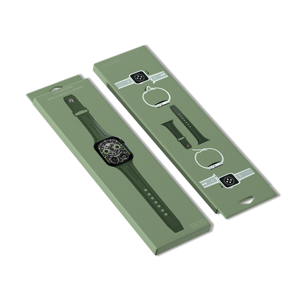 Carbon Fiber Apple Watch Case - Military Green Strap