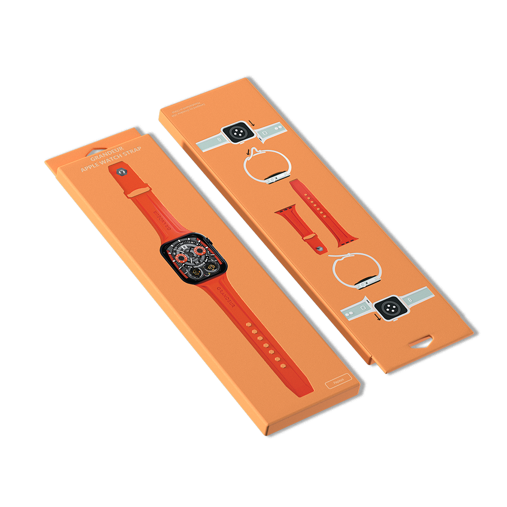 Carbon Fiber Apple Watch Case - Papaya Strap