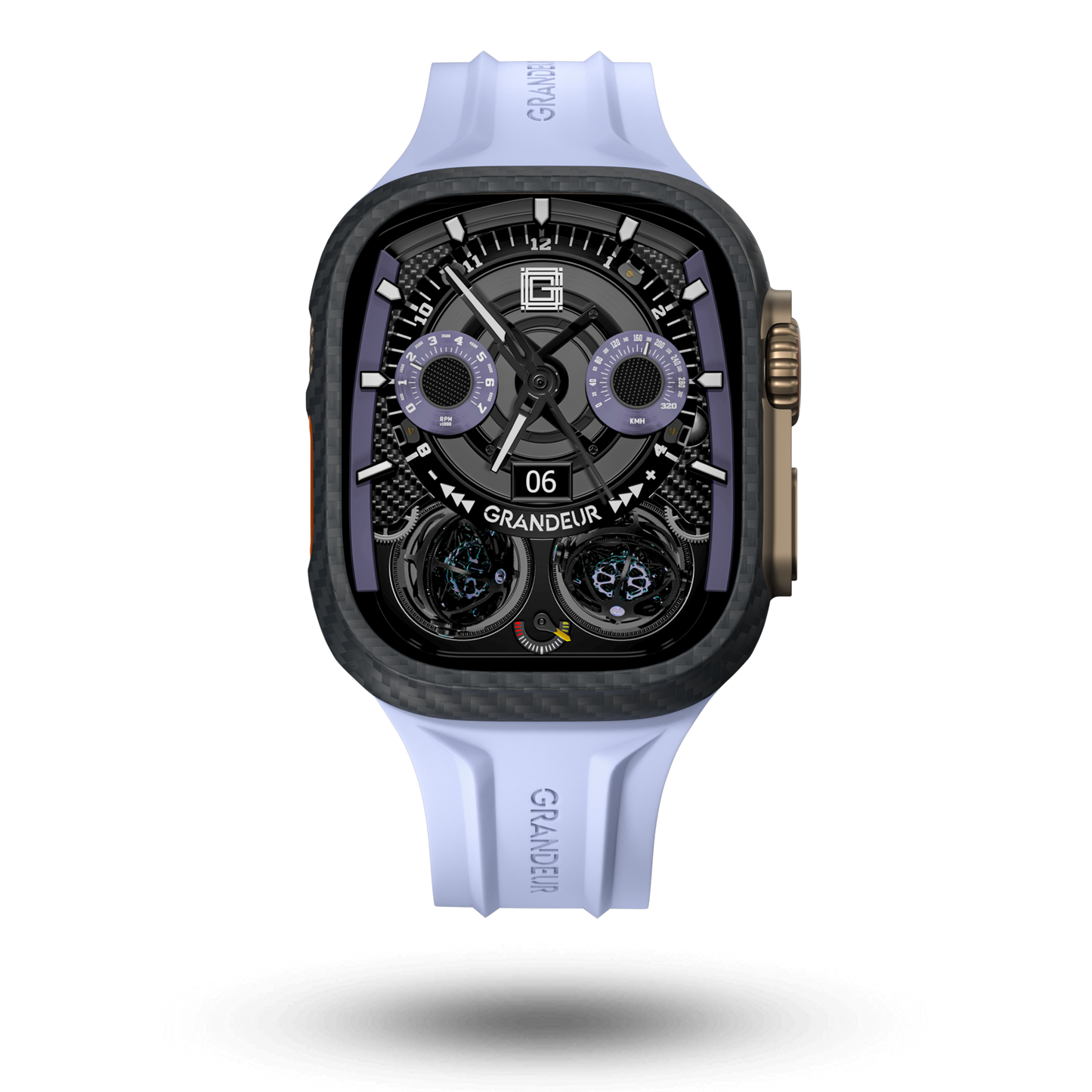 Carbon Fiber Apple Watch Case - Purple Strap