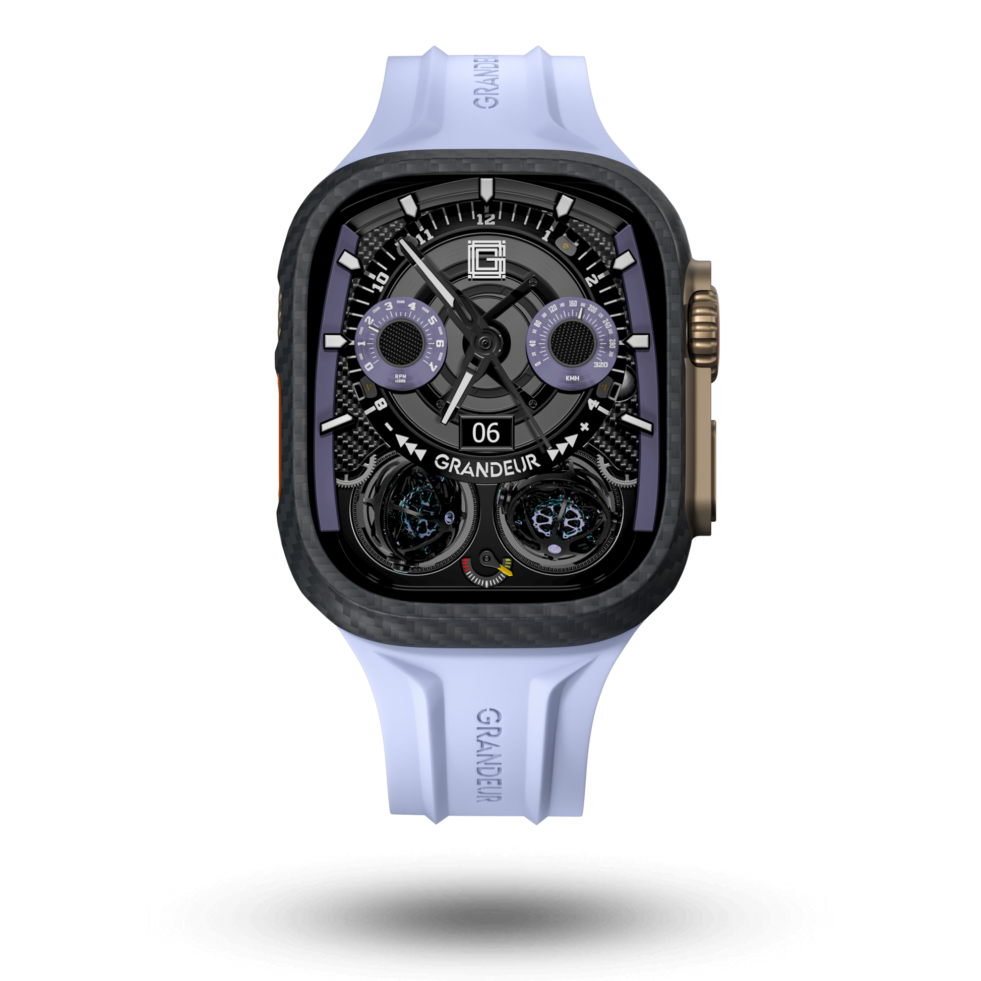 Carbon Fiber Apple Watch Case - Purple Strap