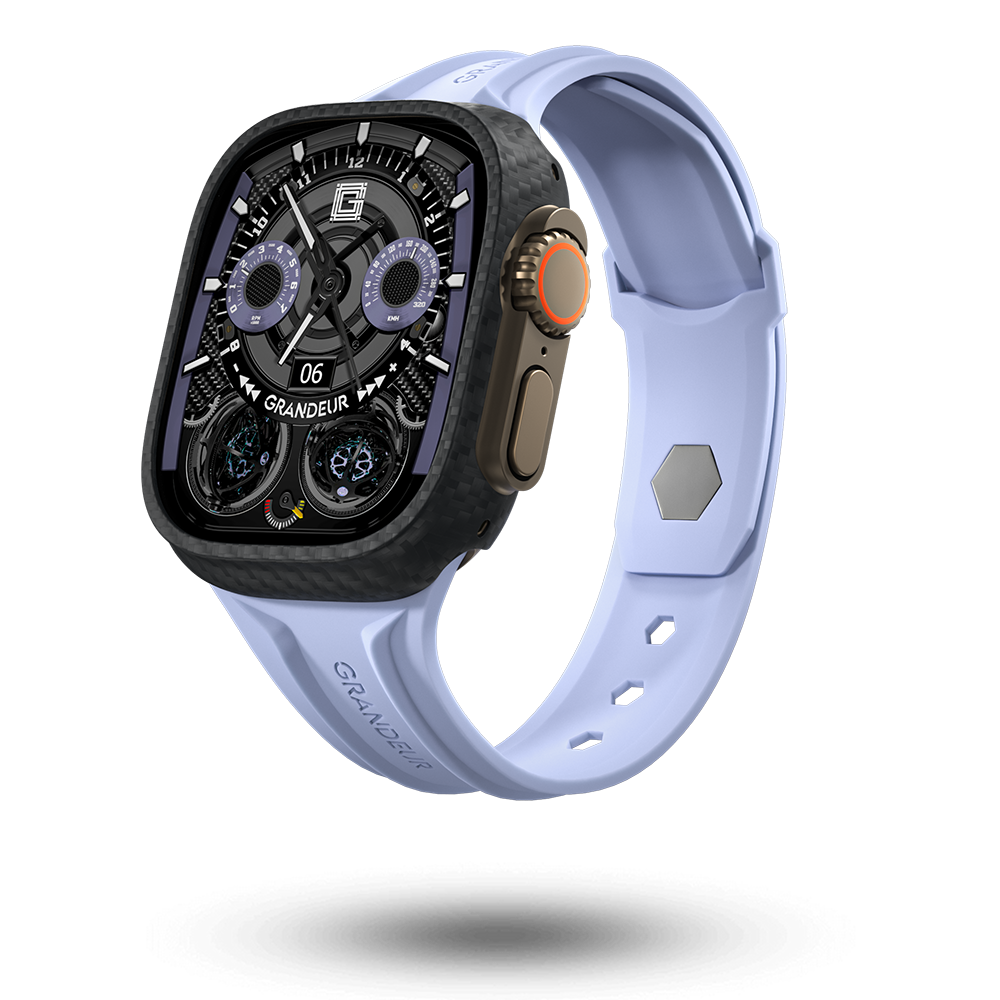 Carbon Fiber Apple Watch Case - Purple Strap