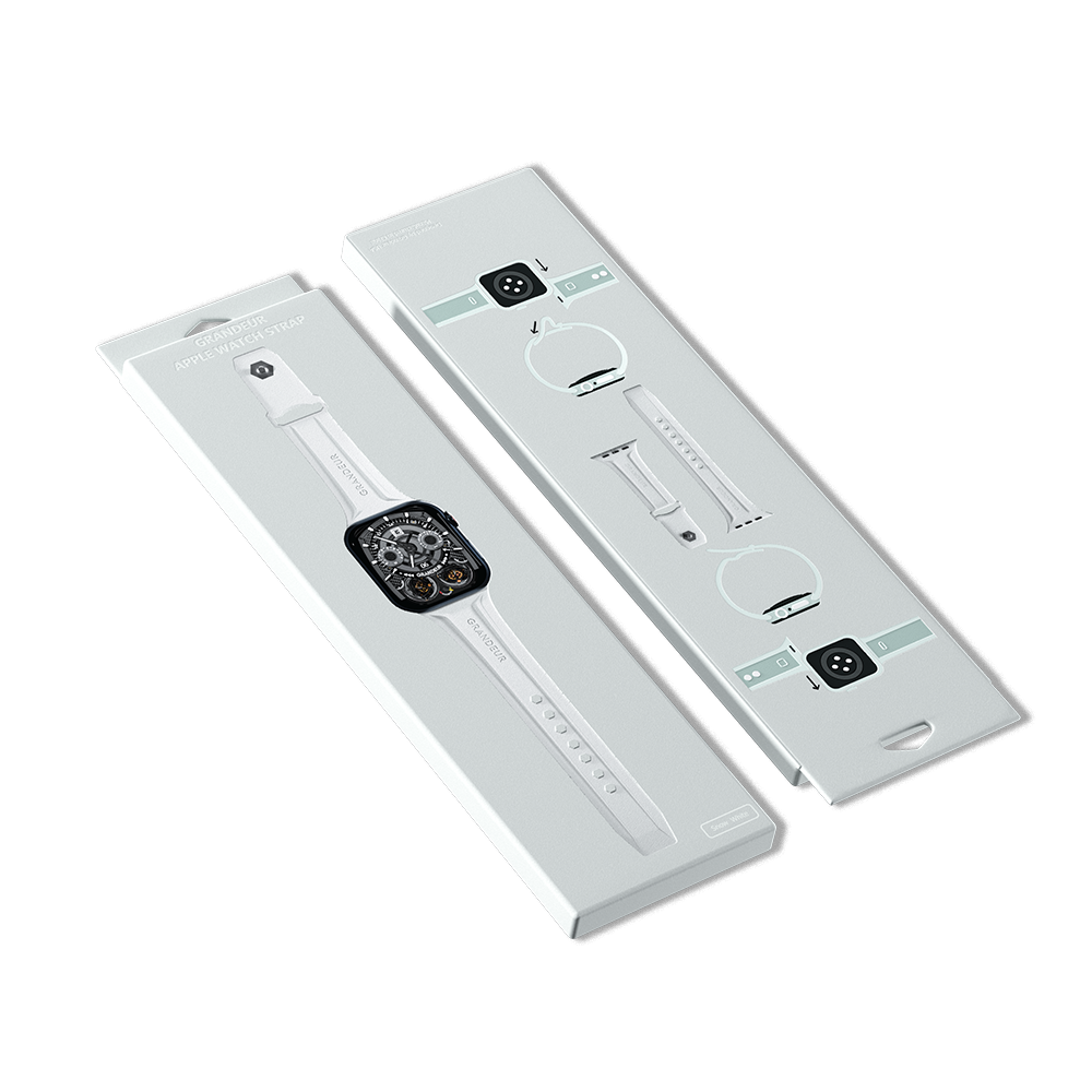 Carbon Fiber Apple Watch Case - Snow white Strap