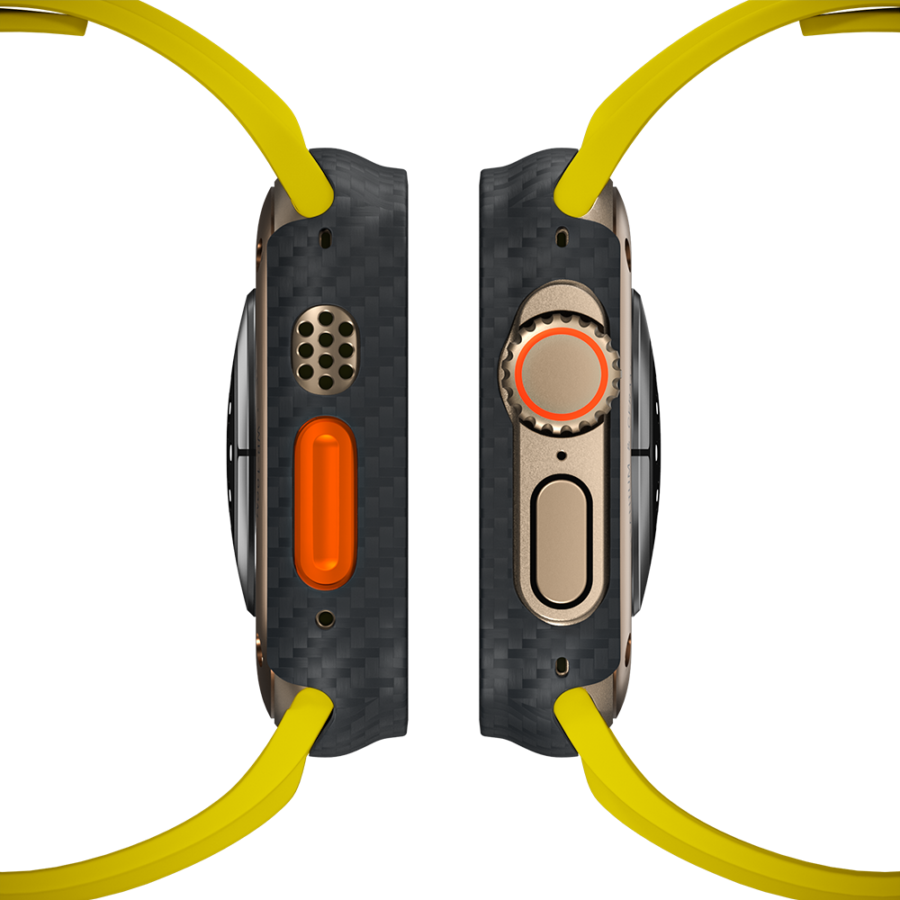 Carbon Fiber Apple Watch Case - Bright Yellow Strap