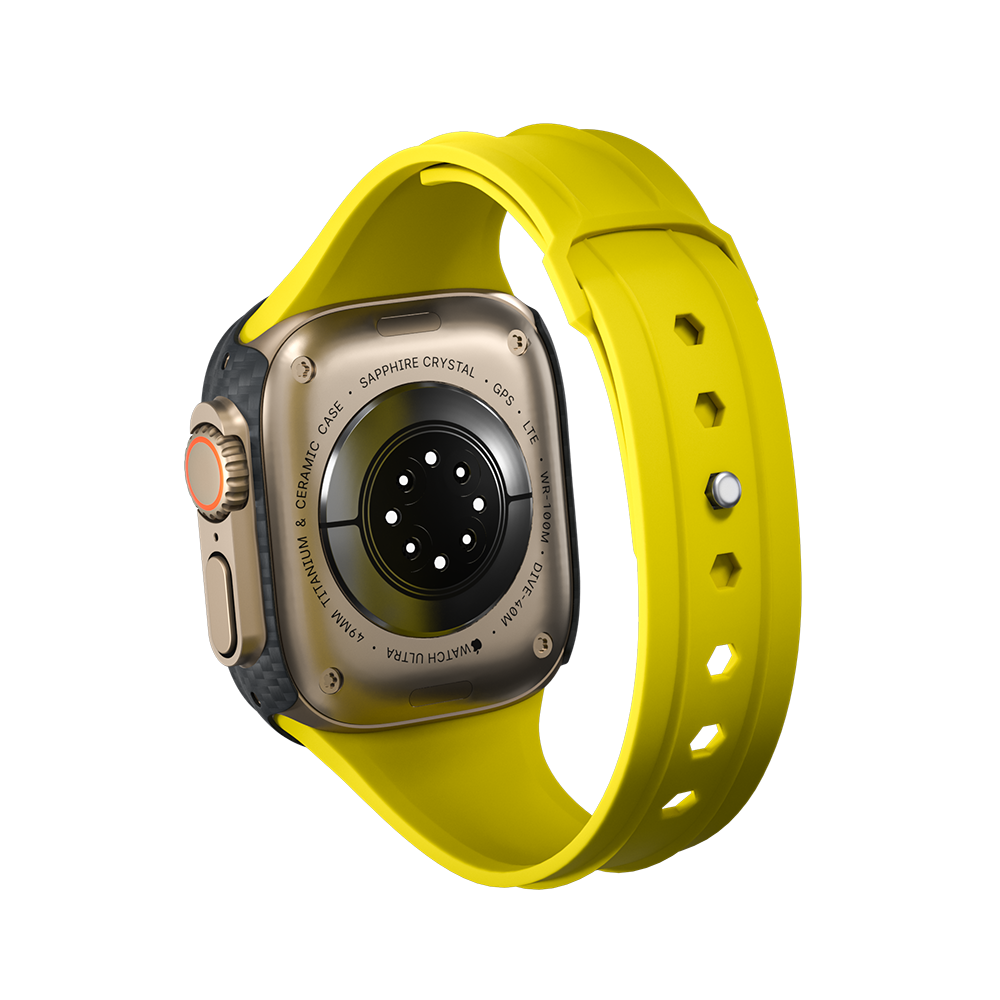 Carbon Fiber Apple Watch Case - Bright Yellow Strap