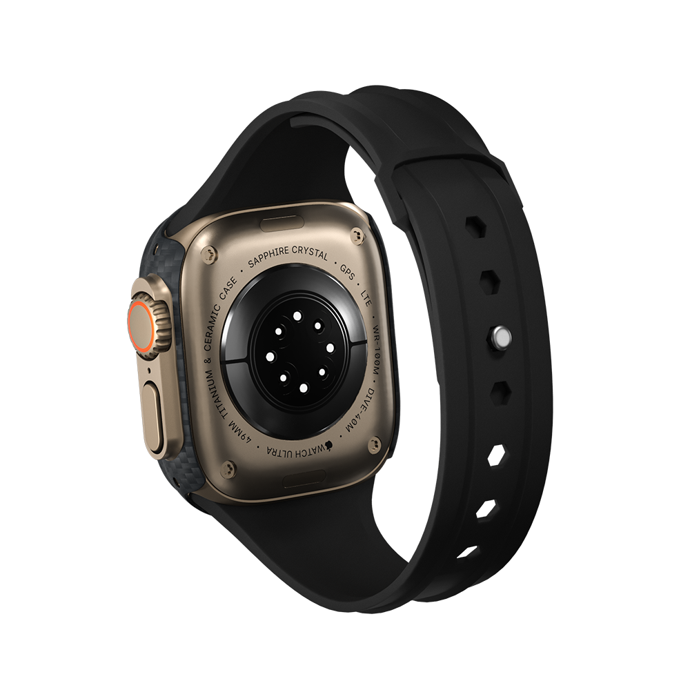 Carbon Fiber Apple Watch Case - Charcoal Black Strap