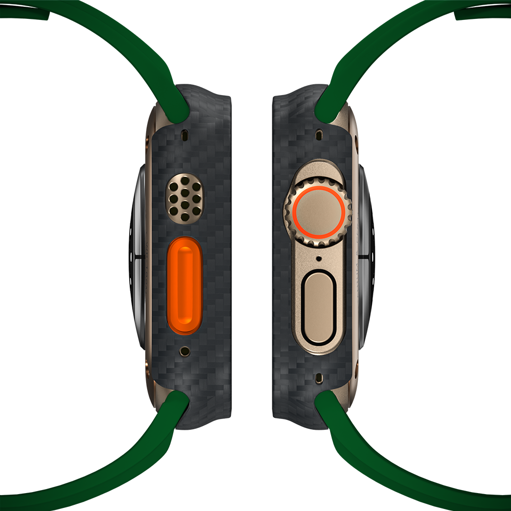 Carbon Fiber Apple Watch Case - Green Strap