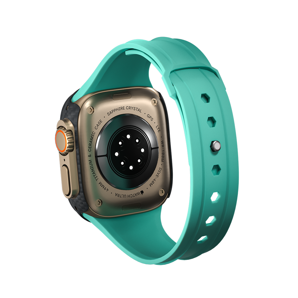 Carbon Fiber Apple Watch Case - Sea Blue Strap