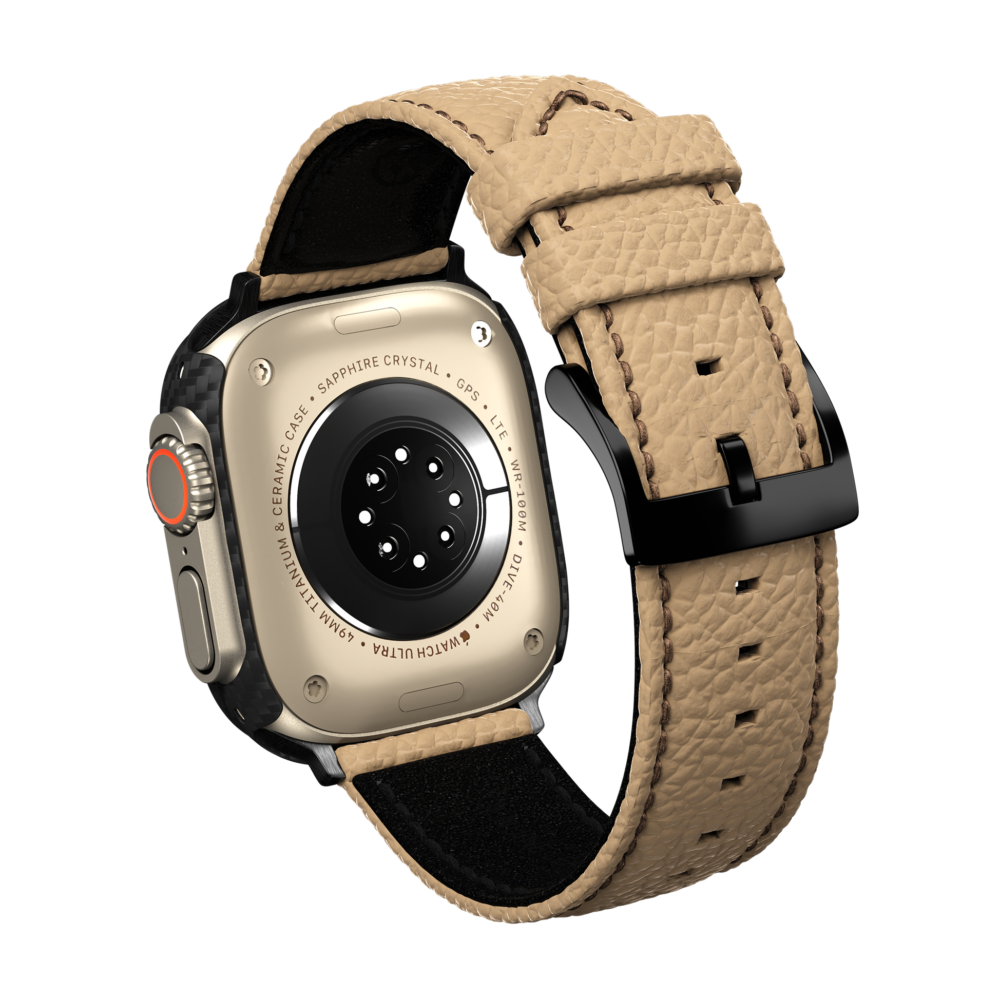 Togo Leather Apple Watch Strap - sand brown