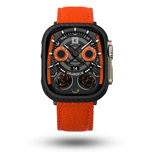 Togo Leather Apple Watch Strap - mandarin orange