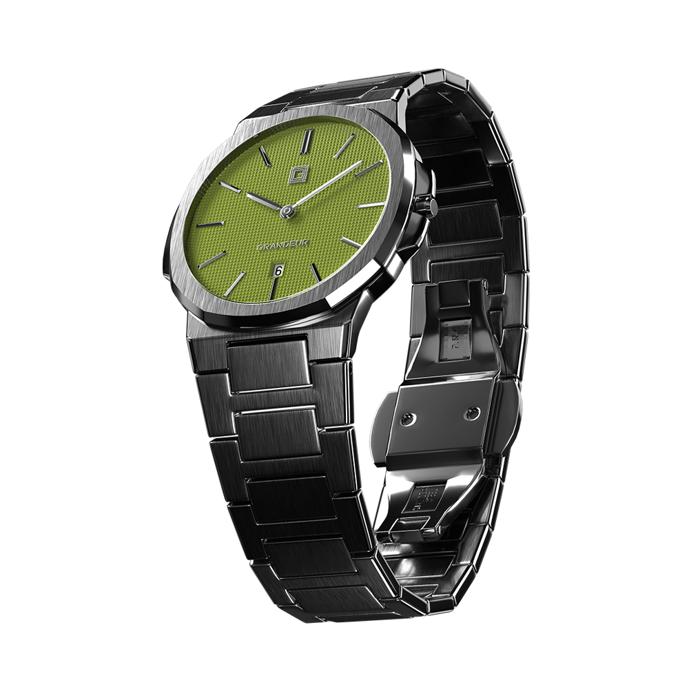 Grandeur Ultra Thin Stain Steel Green 40 MM Quartz Men