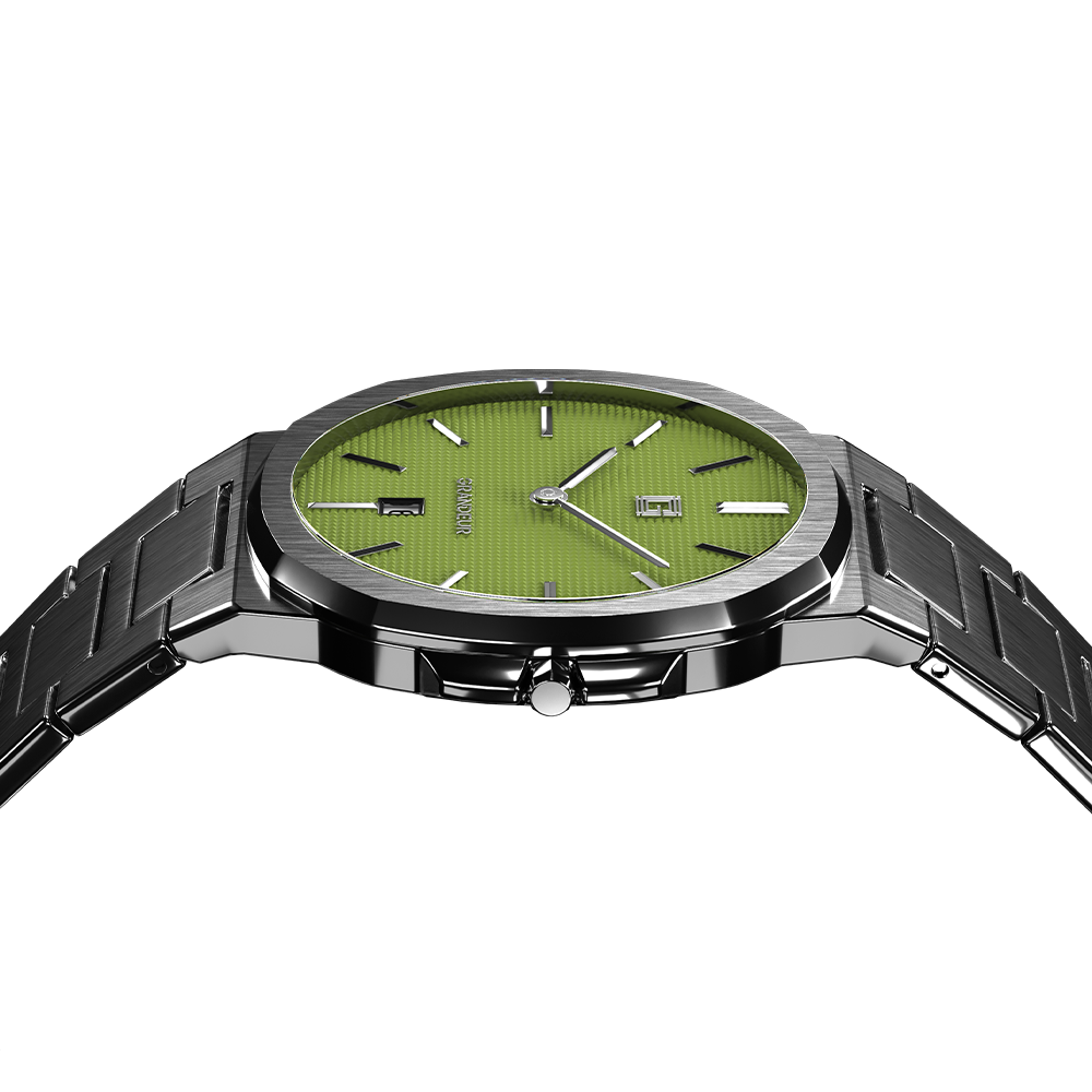 Grandeur Ultra Thin Stain Steel Green 40 MM Quartz Men