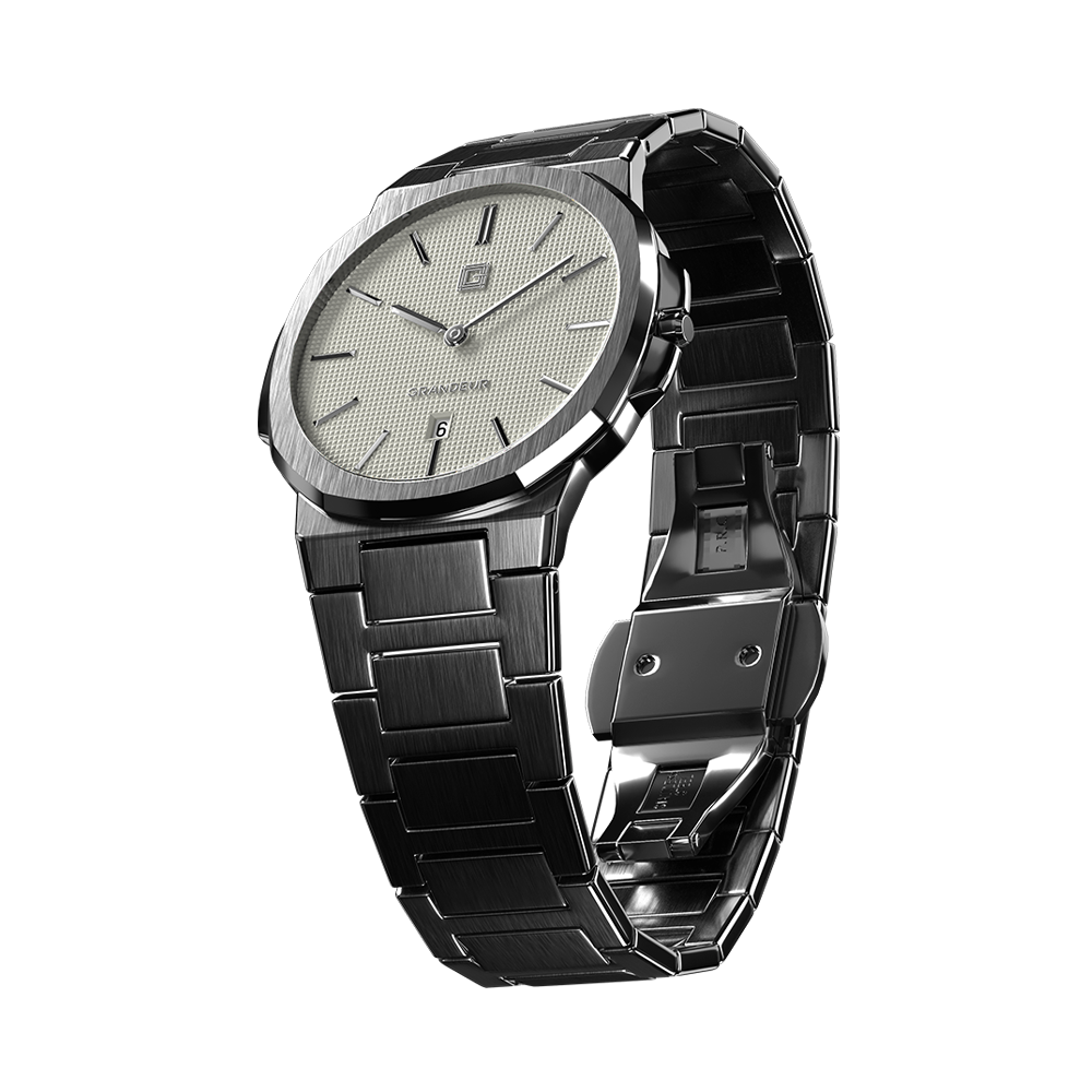 Grandeur Ultra Thin Stain Steel White 40 MM Quartz Men