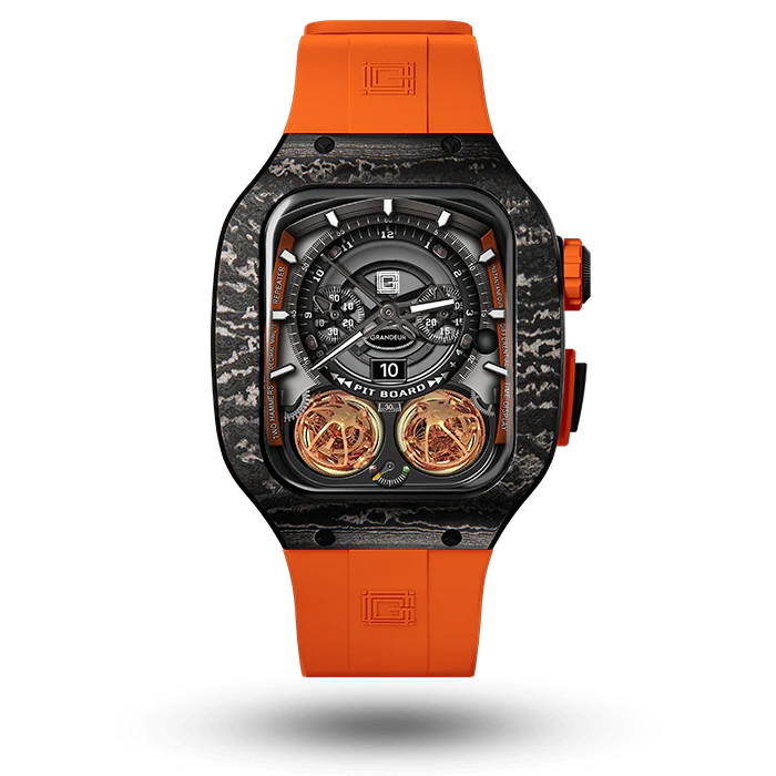 Carbon Fiber Apple Watch Case - Papaya Strap